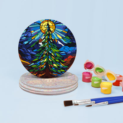 Stained Glass Christmas Eve paint by numbers coasters – image 5