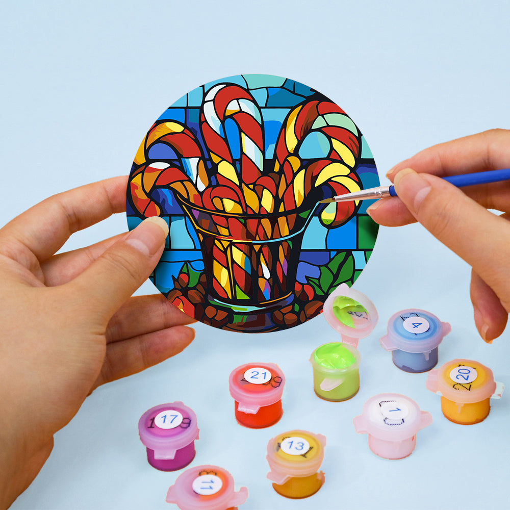 Stained Glass Christmas Eve paint by numbers coasters – image 8