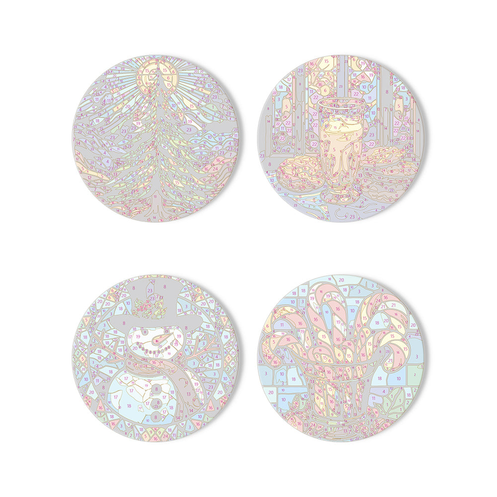 Stained Glass Christmas Eve paint by numbers coasters – image 12
