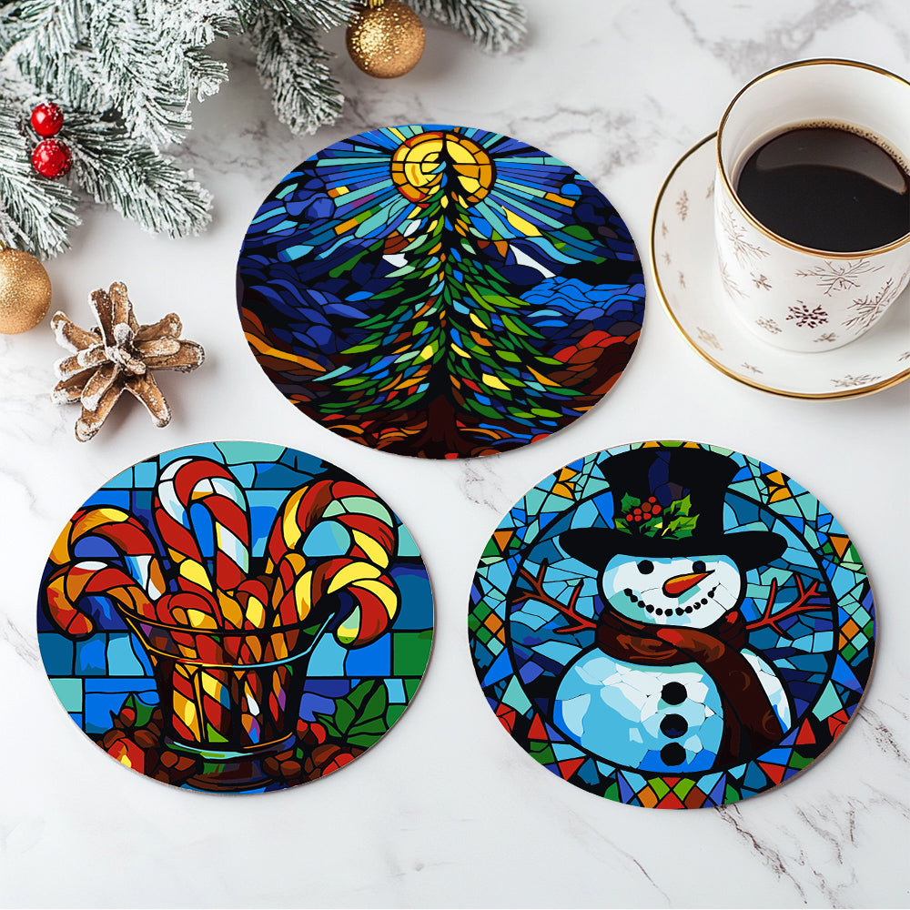 Stained Glass Christmas Eve paint by numbers coasters – image 13