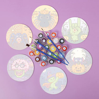 Goofy Zombie and Spider Party paint by numbers coasters – image 2