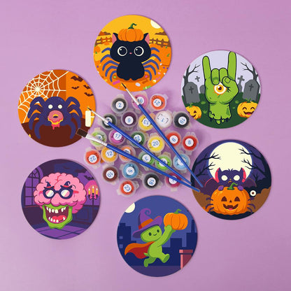 Goofy Zombie and Spider Party paint by numbers coasters – image 3