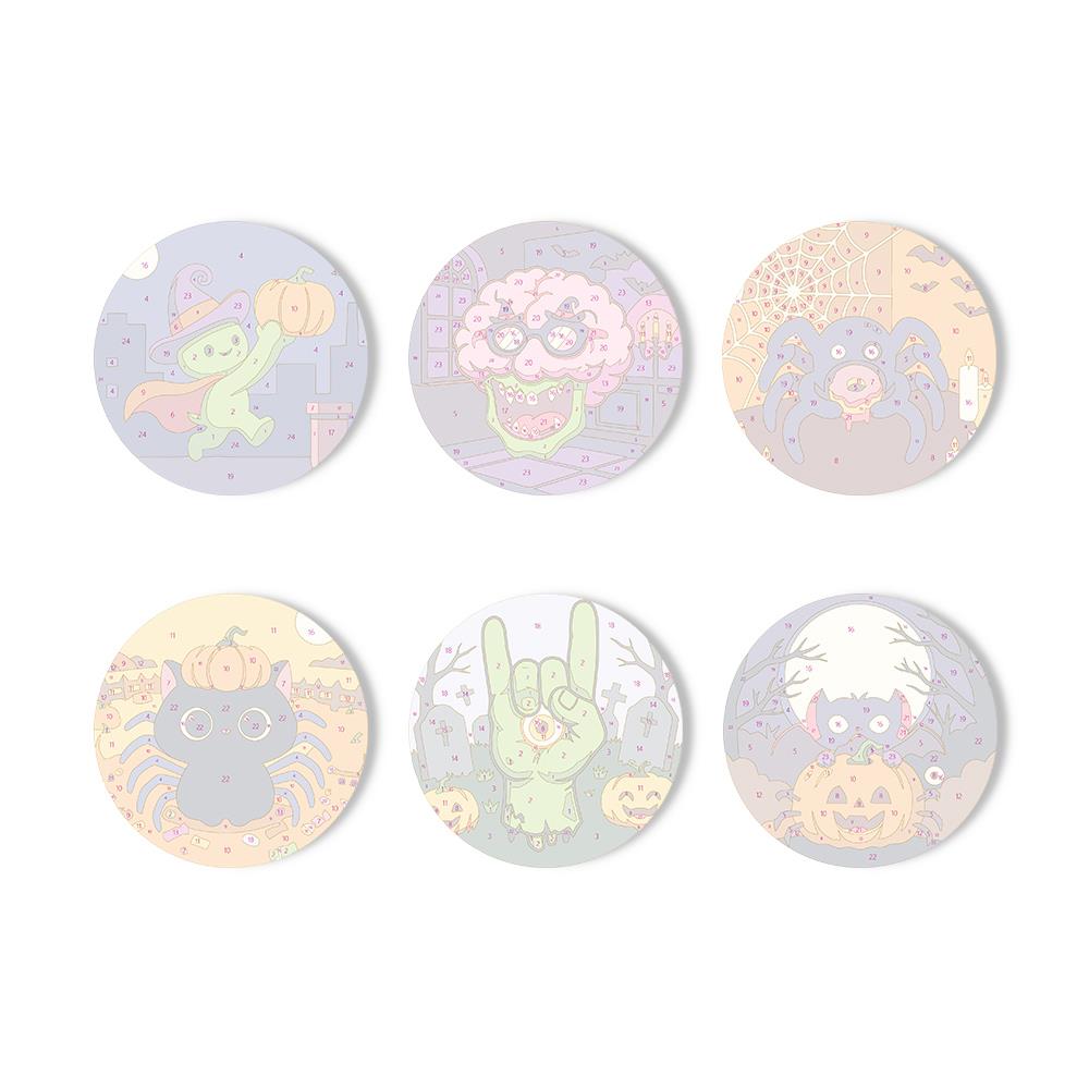 Goofy Zombie and Spider Party paint by numbers coasters – image 11