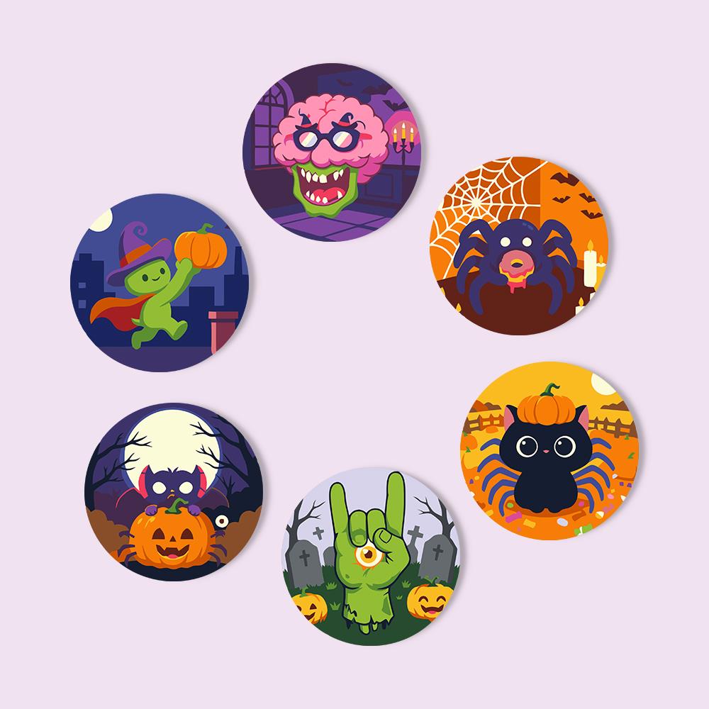 Goofy Zombie and Spider Party paint by numbers coasters – image 12