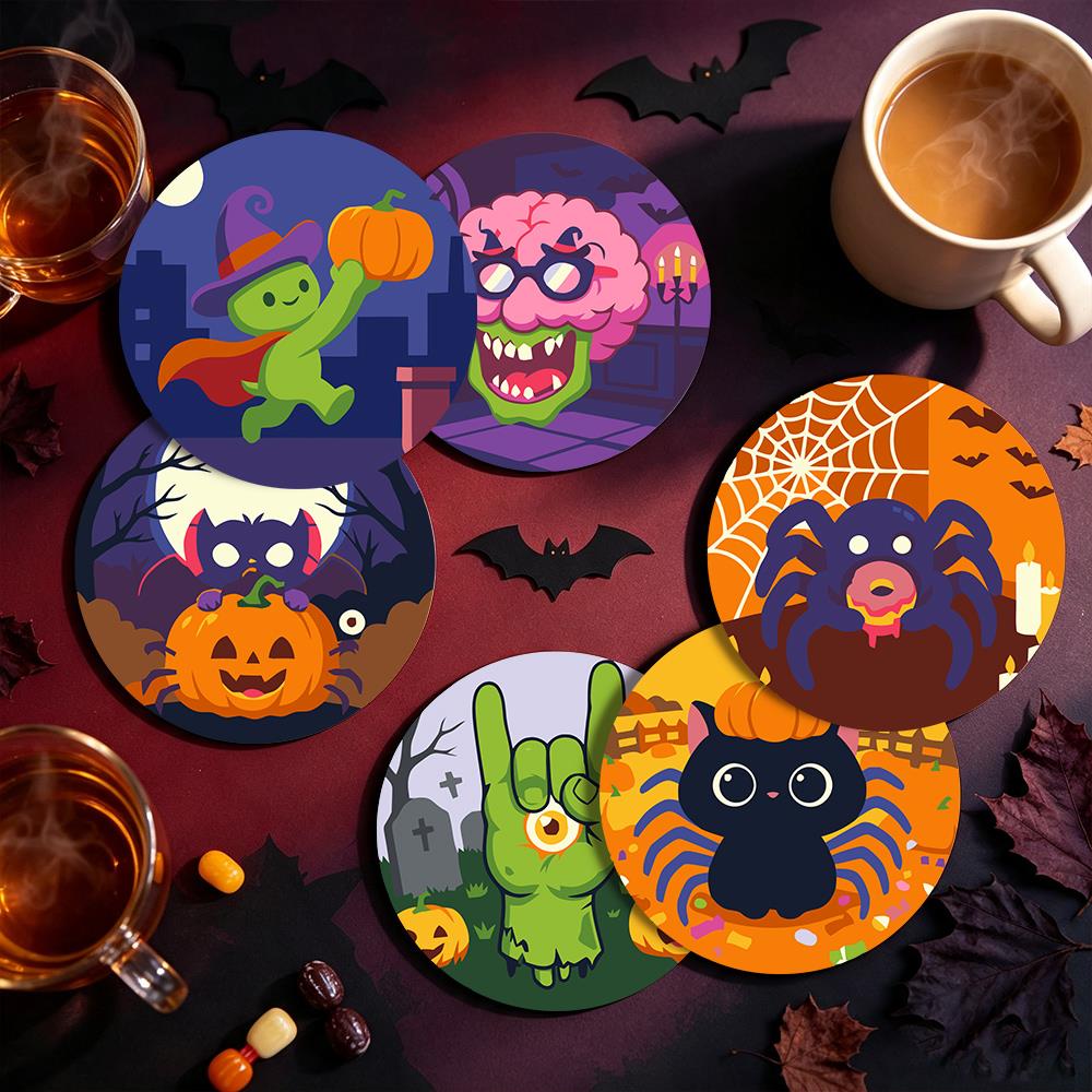 Goofy Zombie and Spider Party paint by numbers coasters – image 14