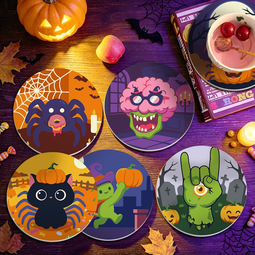 Goofy Zombie and Spider Party paint by numbers coasters – image 15