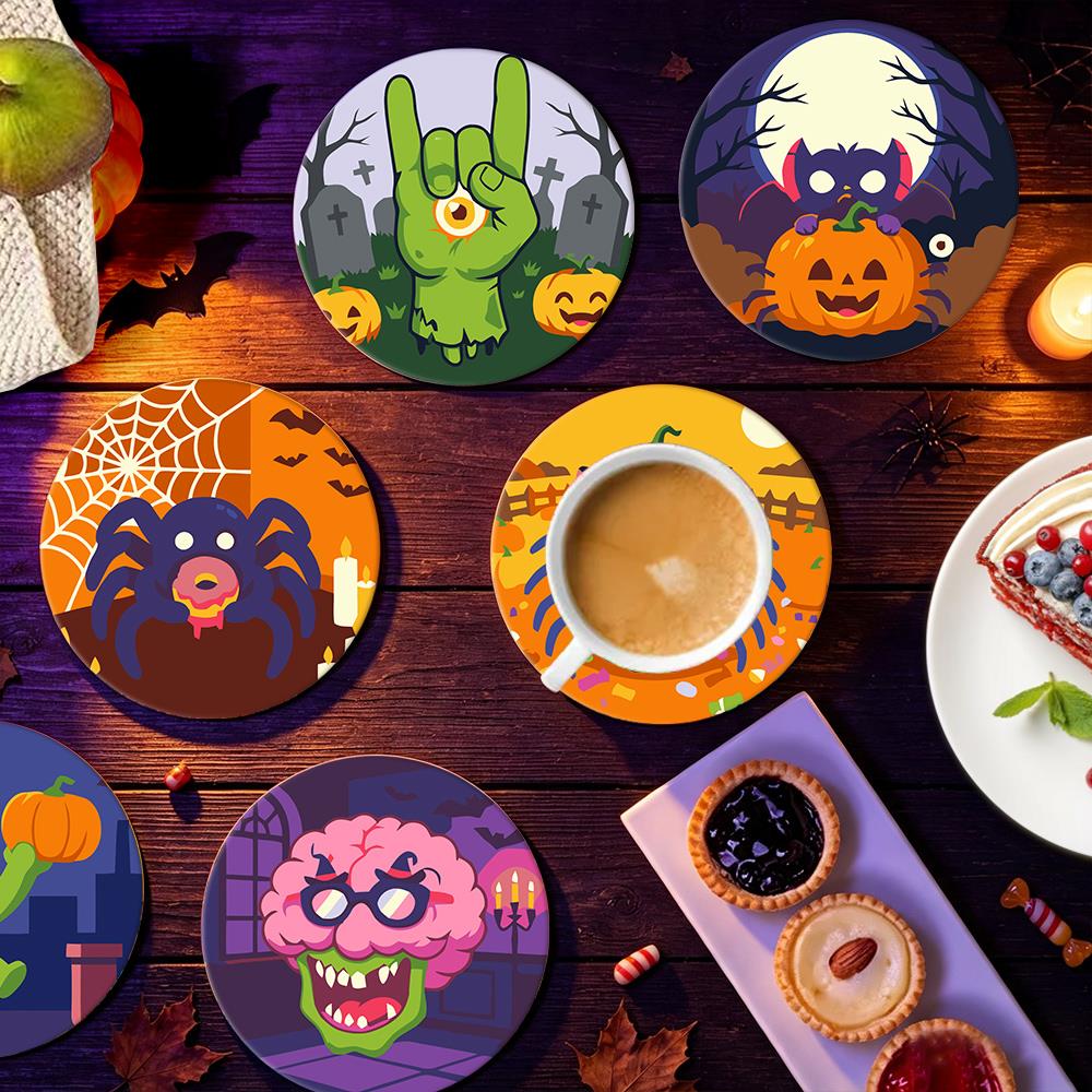Goofy Zombie and Spider Party paint by numbers coasters – image 16
