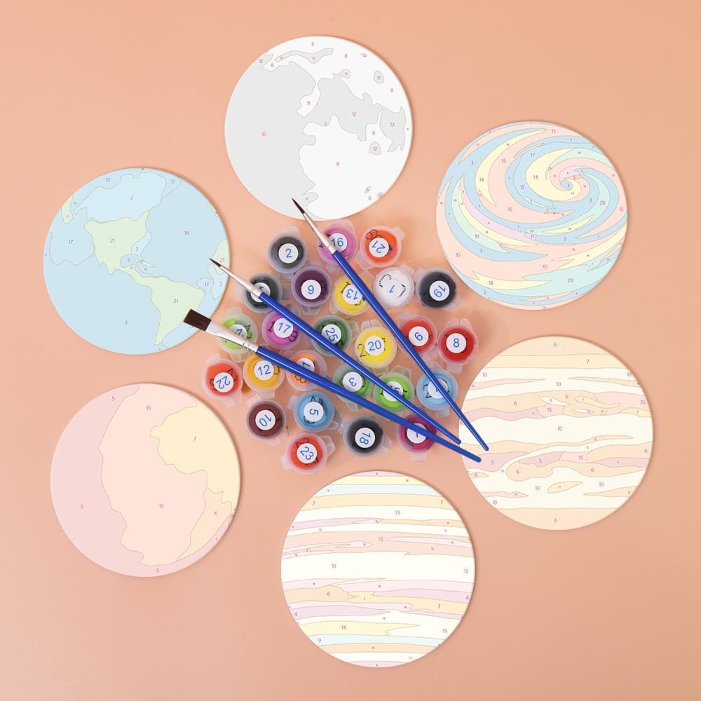 Earth and Moon Planet Parade paint by numbers coasters – image 2