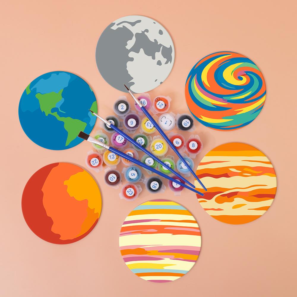 Earth and Moon Planet Parade paint by numbers coasters – image 3