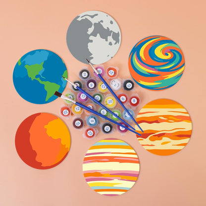 Earth and Moon Planet Parade paint by numbers coasters – image 3