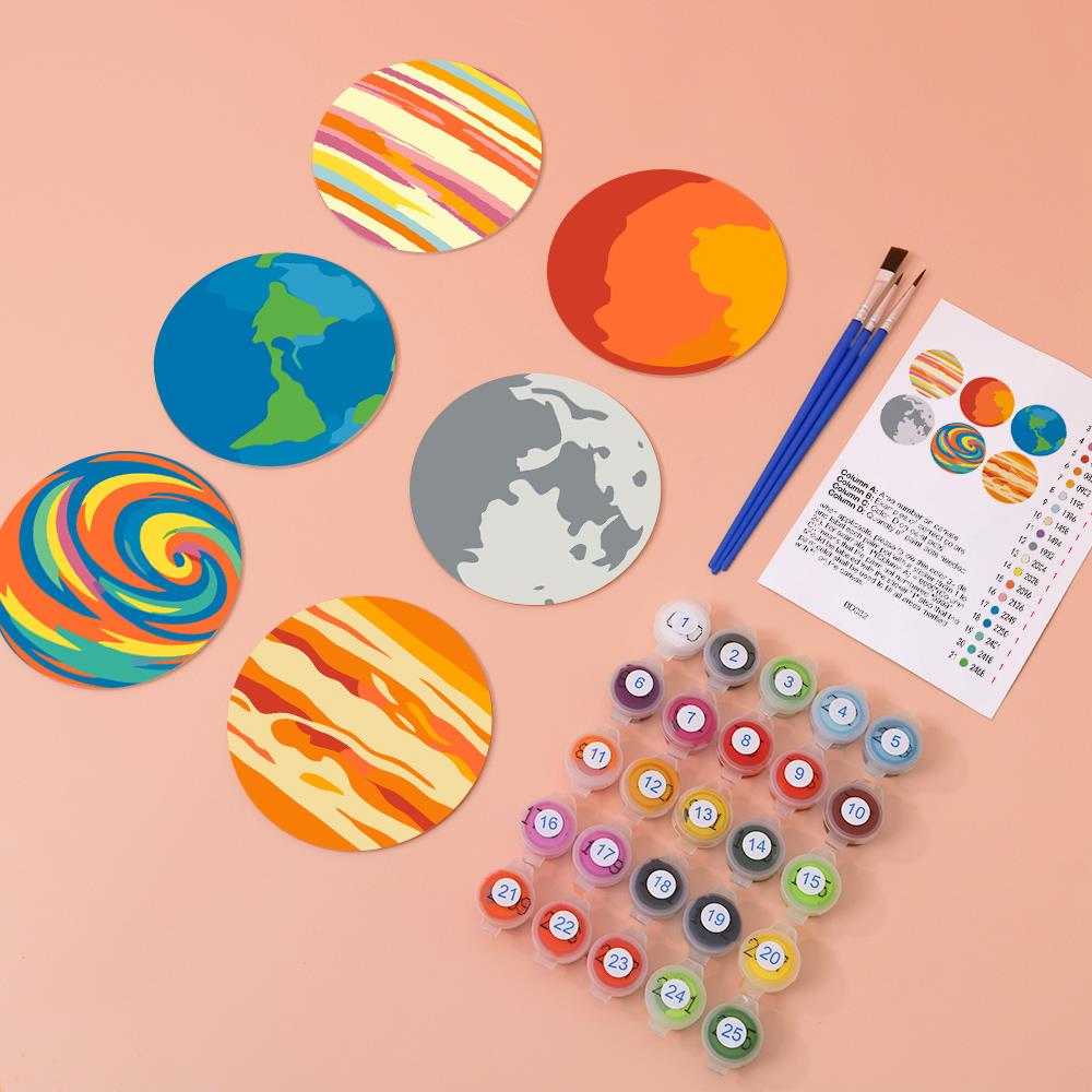 Earth and Moon Planet Parade paint by numbers coasters – image 5