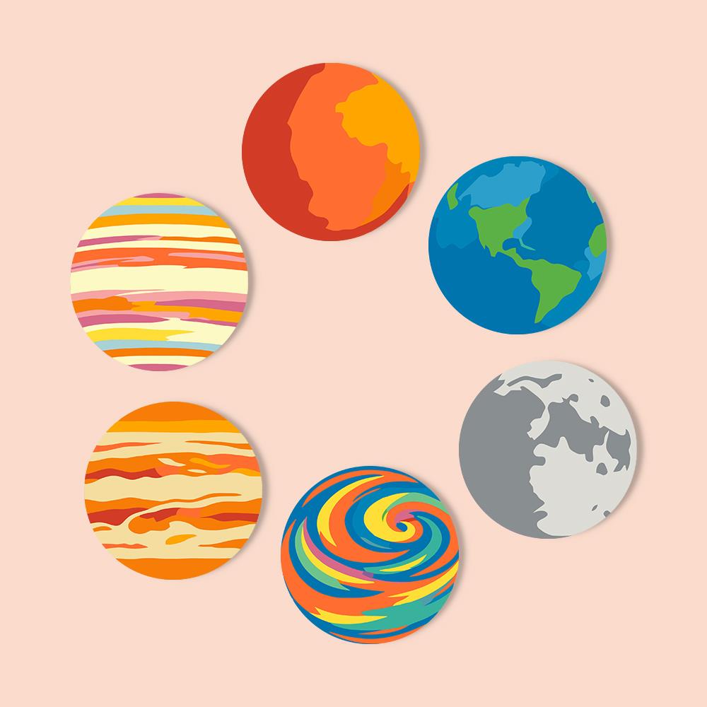 Earth and Moon Planet Parade paint by numbers coasters – image 12