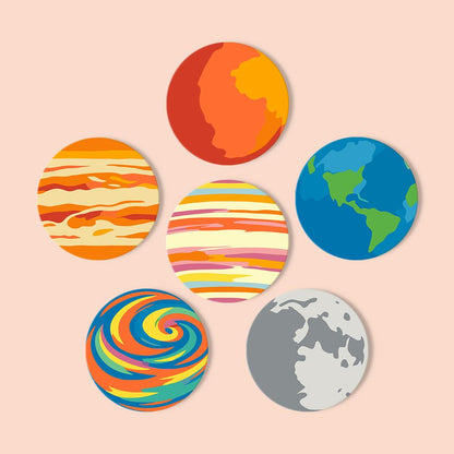 Earth and Moon Planet Parade paint by numbers coasters – image 13