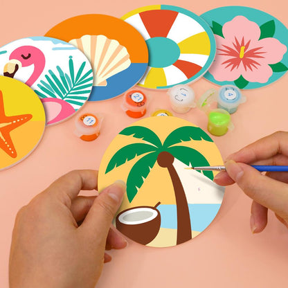 Flamingo and Starfish Beach Day paint by numbers coasters – image 6