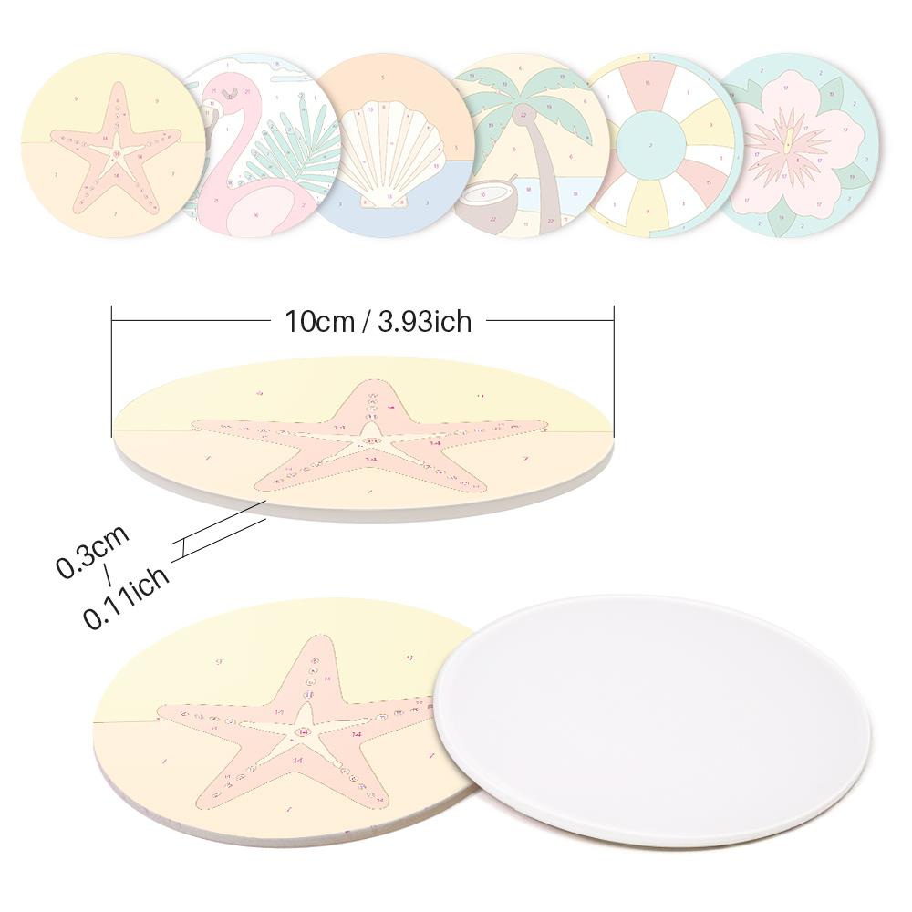 Flamingo and Starfish Beach Day paint by numbers coasters – image 9