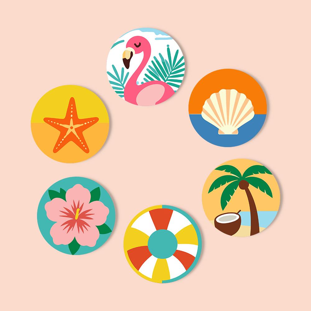 Flamingo and Starfish Beach Day paint by numbers coasters – image 12