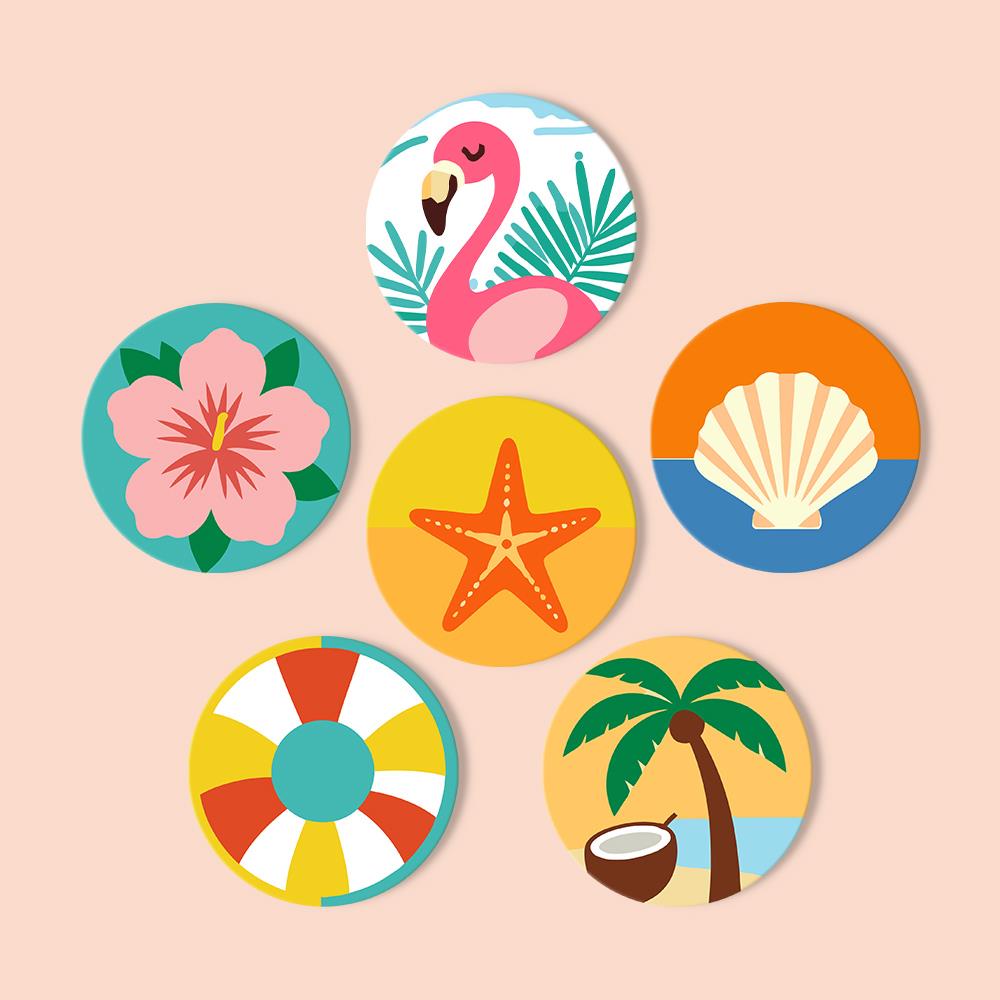 Flamingo and Starfish Beach Day paint by numbers coasters – image 13