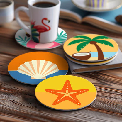 Flamingo and Starfish Beach Day paint by numbers coasters – image 14