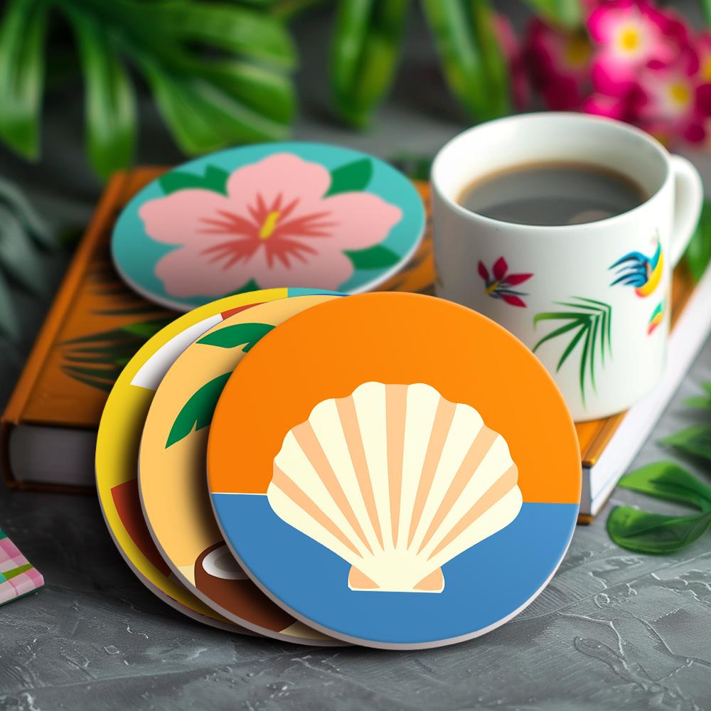 Flamingo and Starfish Beach Day paint by numbers coasters – image 15