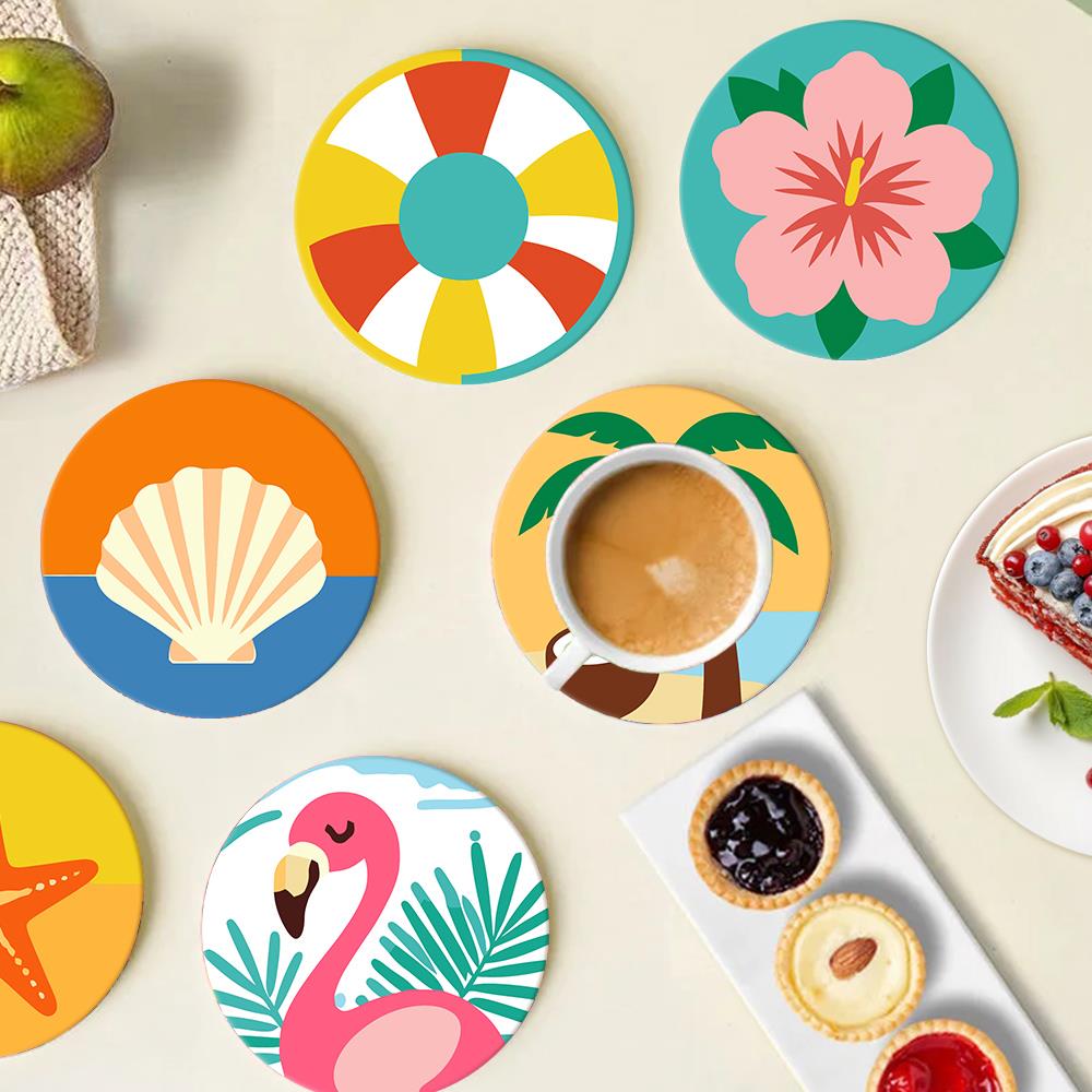 Flamingo and Starfish Beach Day paint by numbers coasters – image 16
