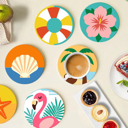 Flamingo and Starfish Beach Day paint by numbers coasters – image 16