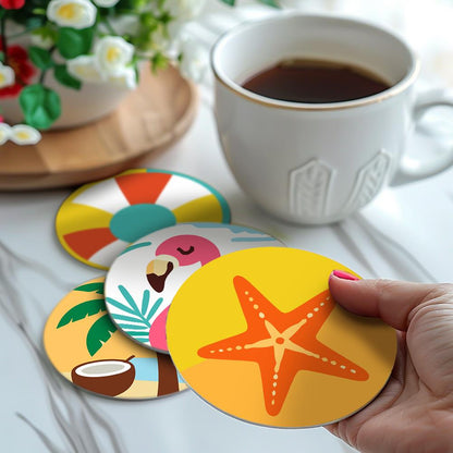 Flamingo and Starfish Beach Day paint by numbers coasters – image 17