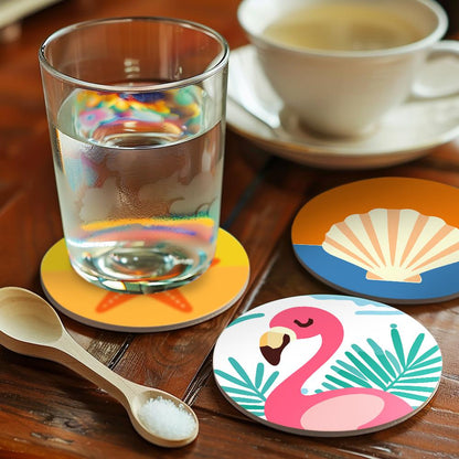 Flamingo and Starfish Beach Day paint by numbers coasters – image 18