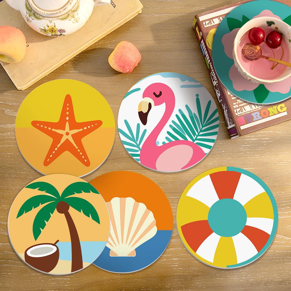 Flamingo and Starfish Beach Day paint by numbers coasters – image 19