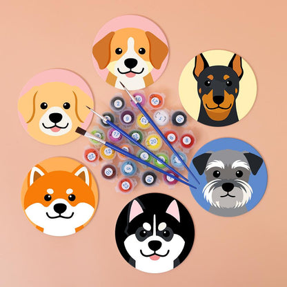 Happy Puppy Breed Portraits paint by numbers coasters – image 3