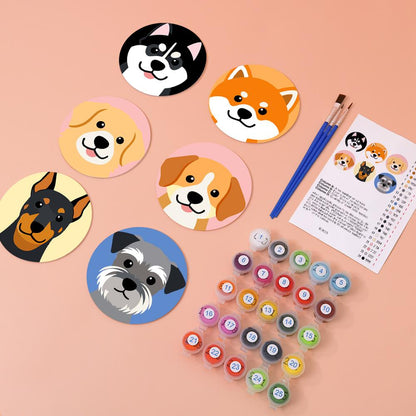 Happy Puppy Breed Portraits paint by numbers coasters – image 5