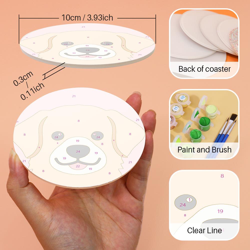 Happy Puppy Breed Portraits paint by numbers coasters – image 8