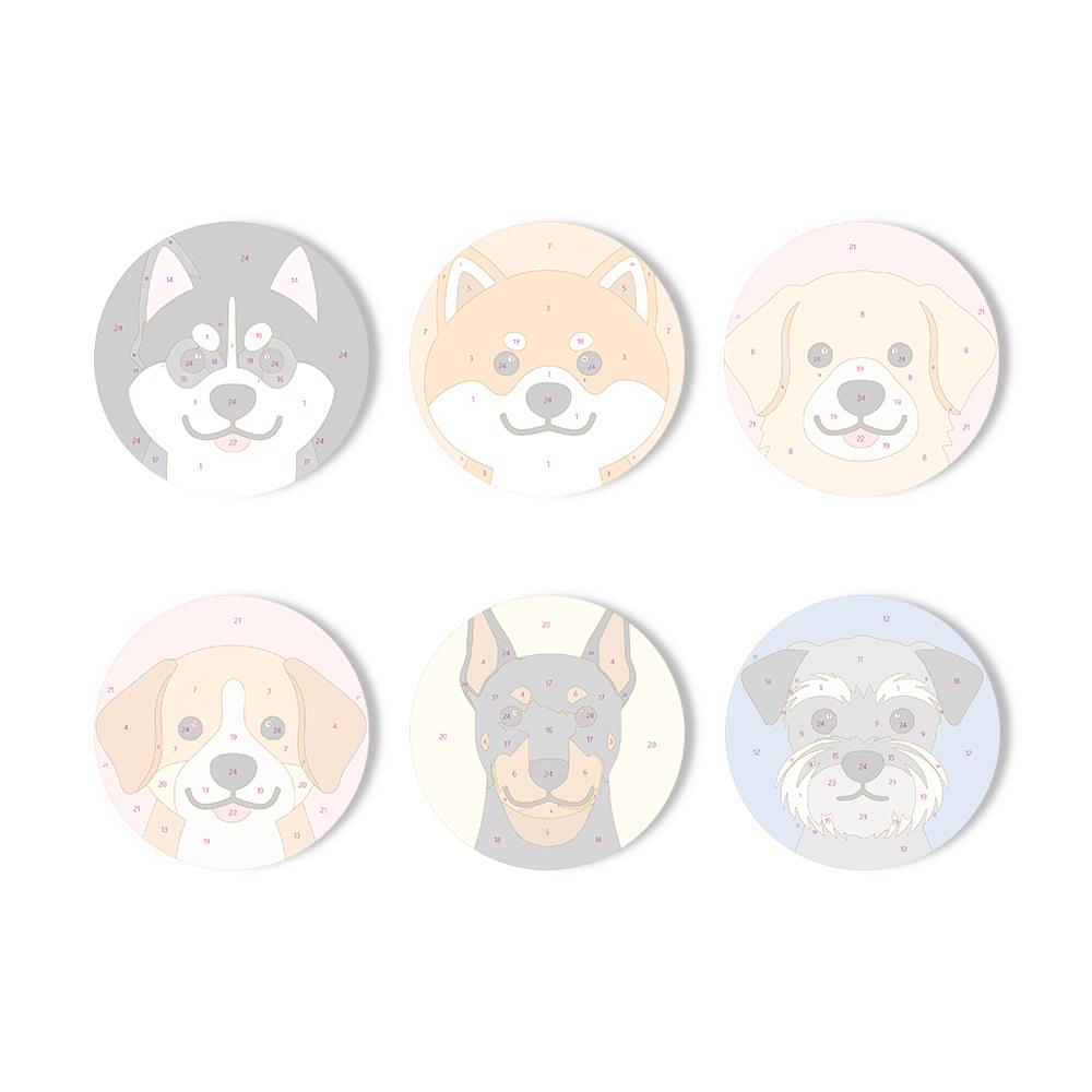 Happy Puppy Breed Portraits paint by numbers coasters – image 11