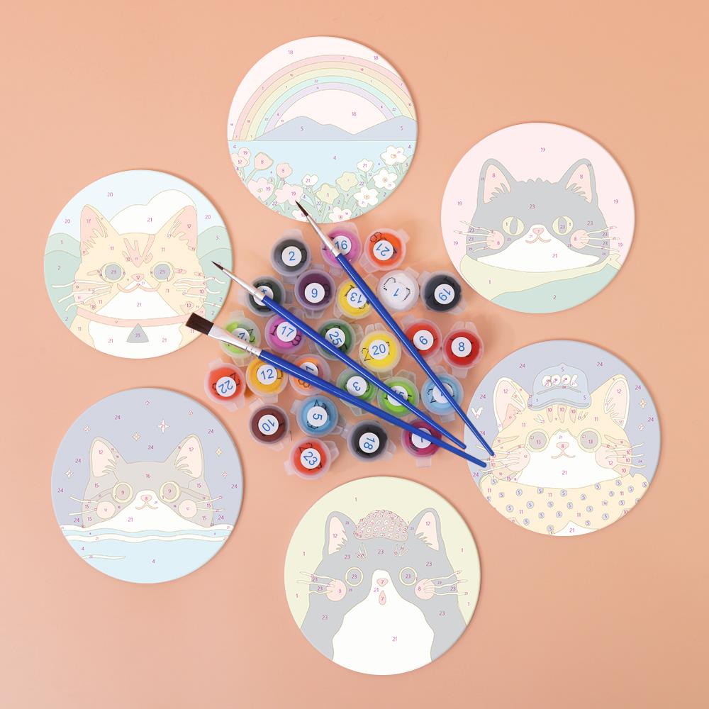 Dapper Cats and Rainbow Hills paint by numbers coasters – image 2