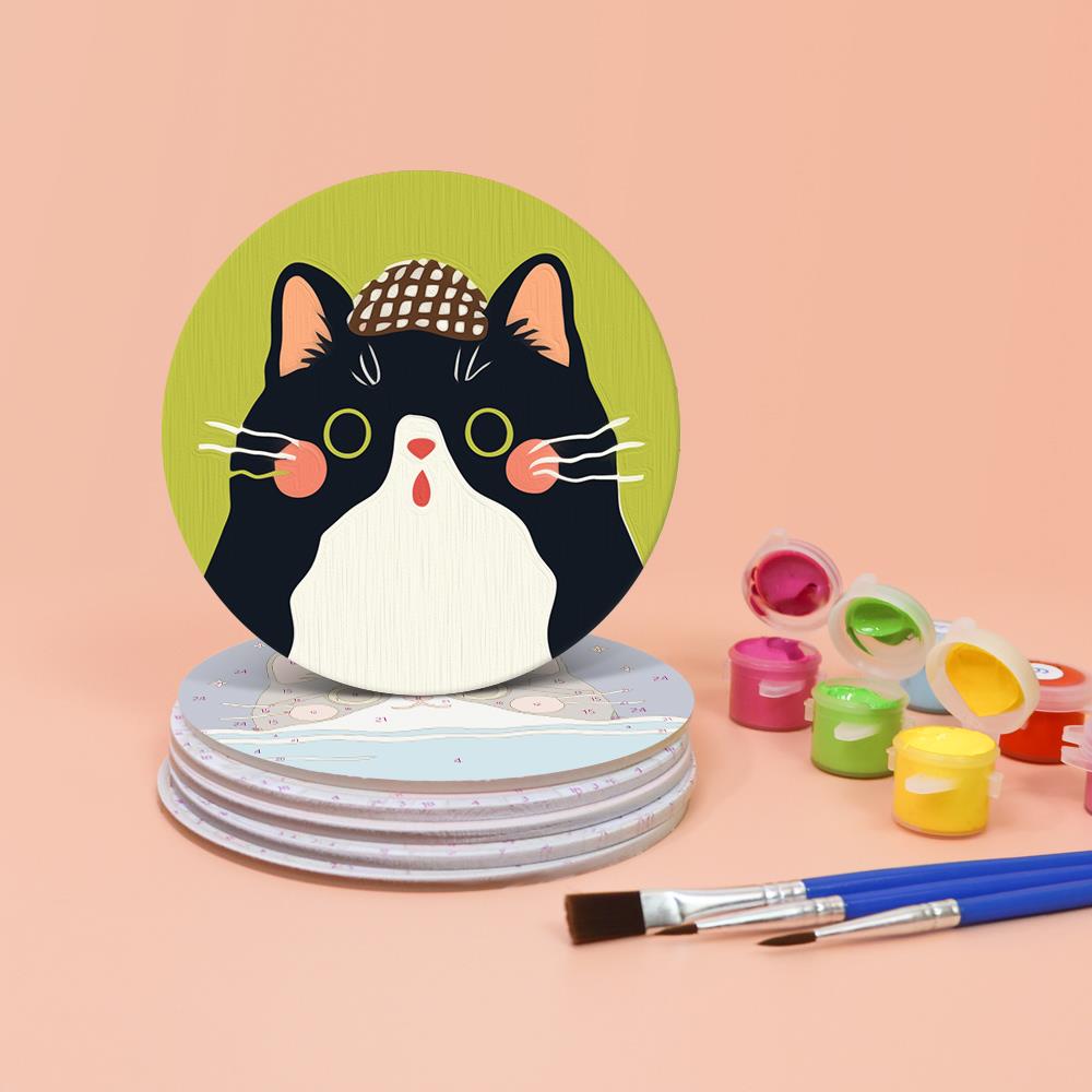 Dapper Cats and Rainbow Hills paint by numbers coasters – image 4