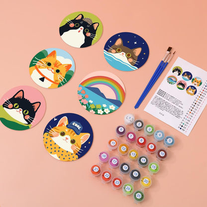 Dapper Cats and Rainbow Hills paint by numbers coasters – image 5