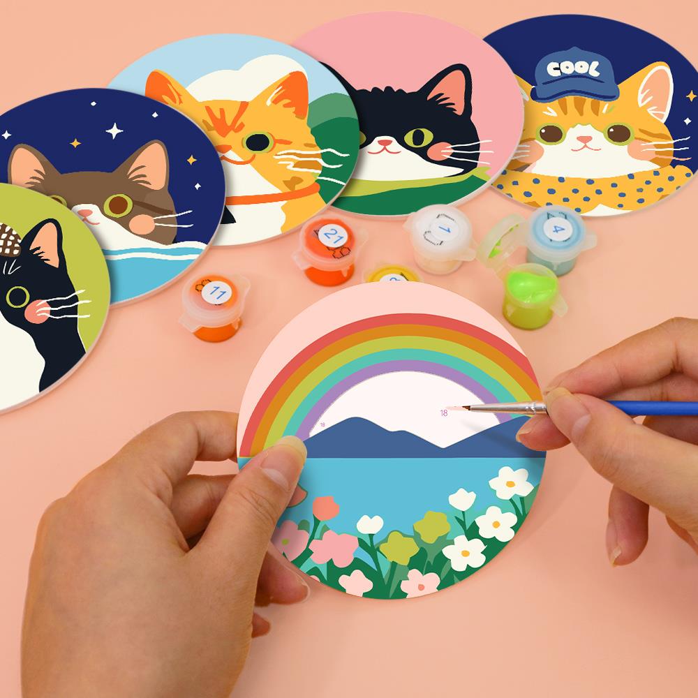 Dapper Cats and Rainbow Hills paint by numbers coasters – image 6
