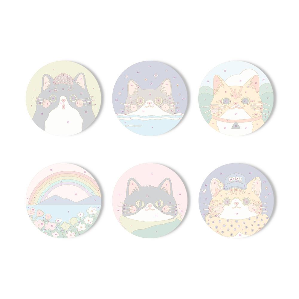 Dapper Cats and Rainbow Hills paint by numbers coasters – image 11