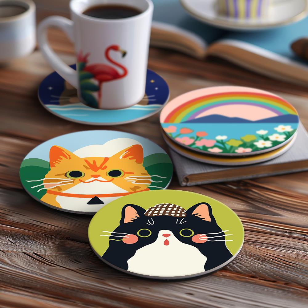 Dapper Cats and Rainbow Hills paint by numbers coasters – image 14