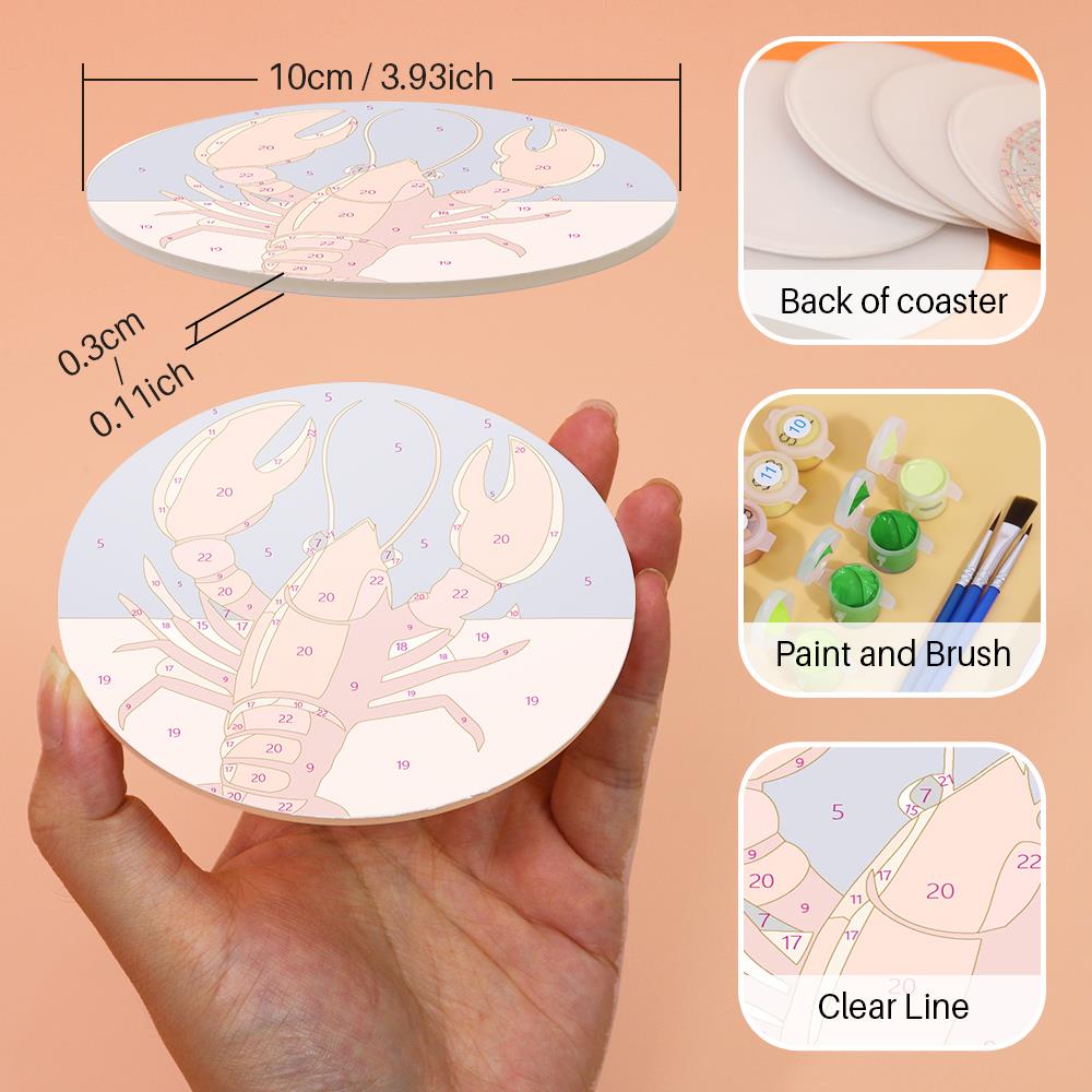 Seahorse and Octopus Sea Life paint by numbers coasters – image 8