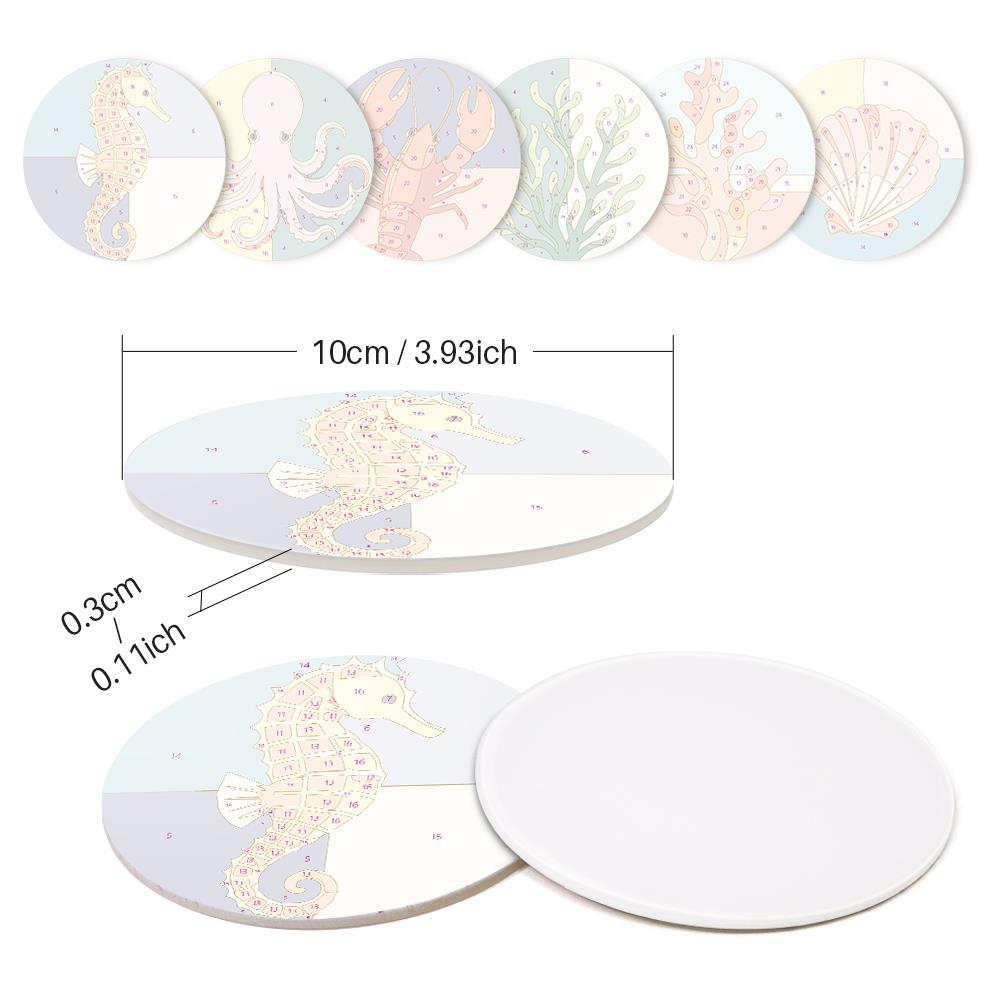 Seahorse and Octopus Sea Life paint by numbers coasters – image 9