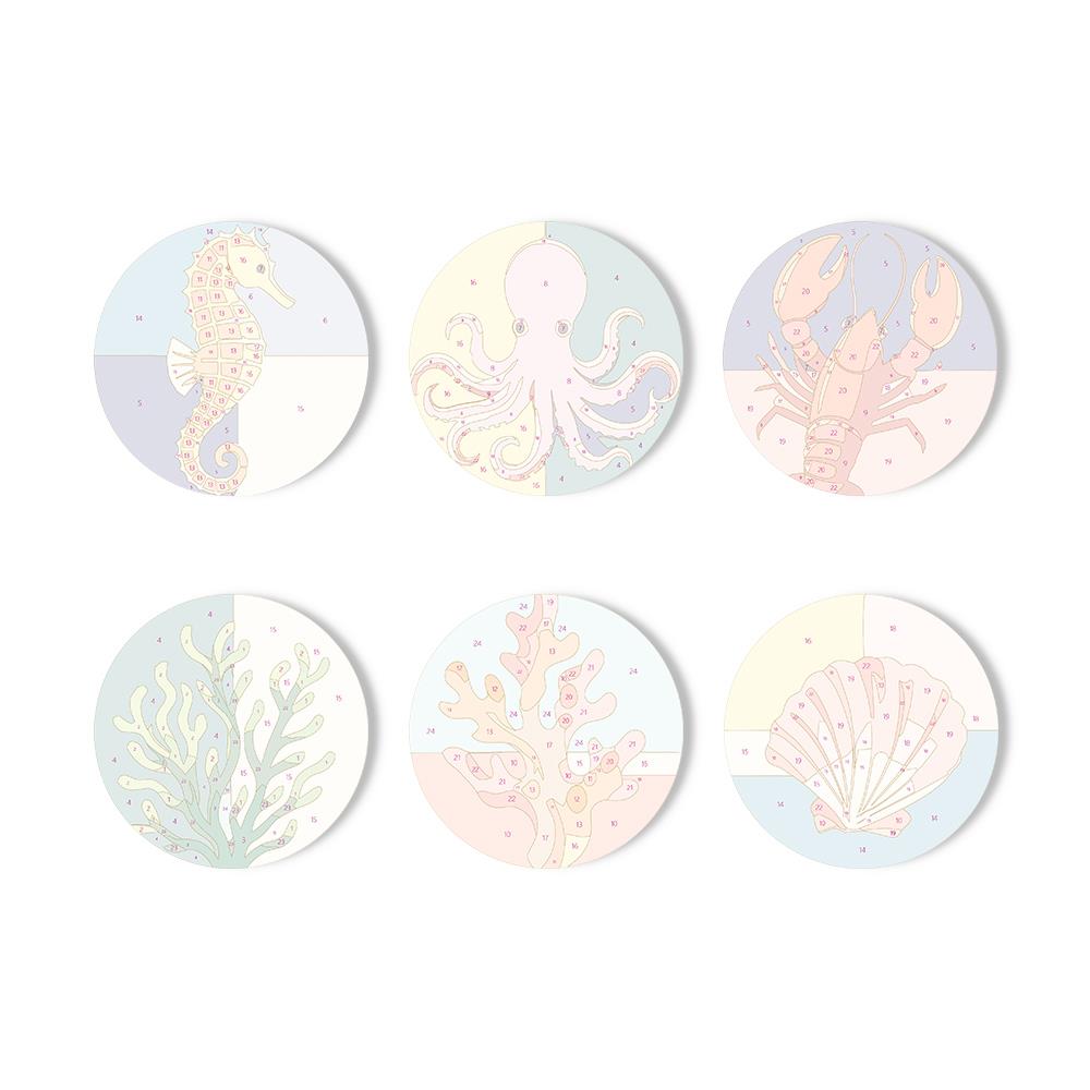 Seahorse and Octopus Sea Life paint by numbers coasters – image 11