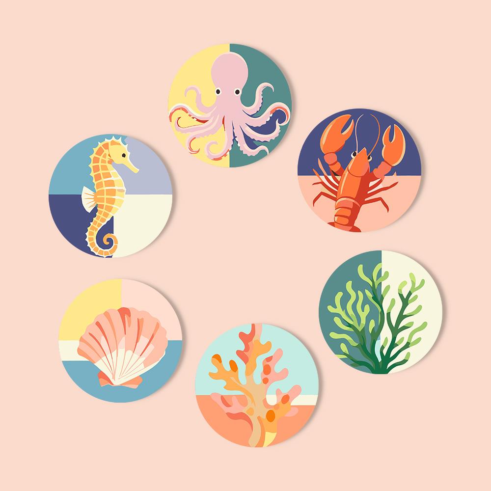 Seahorse and Octopus Sea Life paint by numbers coasters – image 12