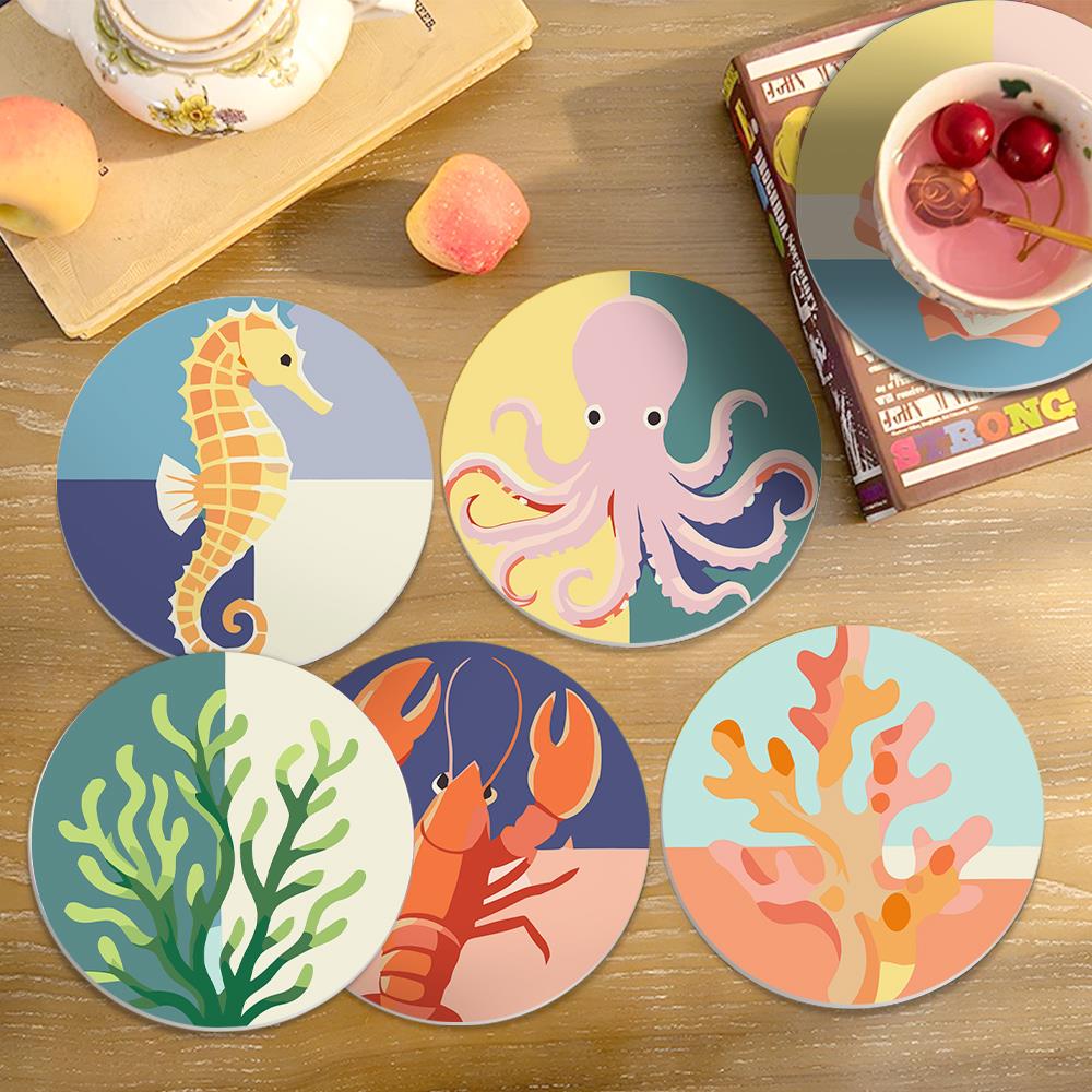 Seahorse and Octopus Sea Life paint by numbers coasters – image 14