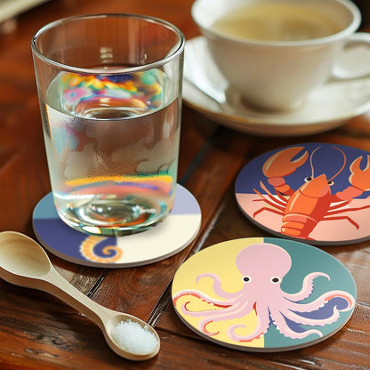 Seahorse and Octopus Sea Life paint by numbers coasters – image 15