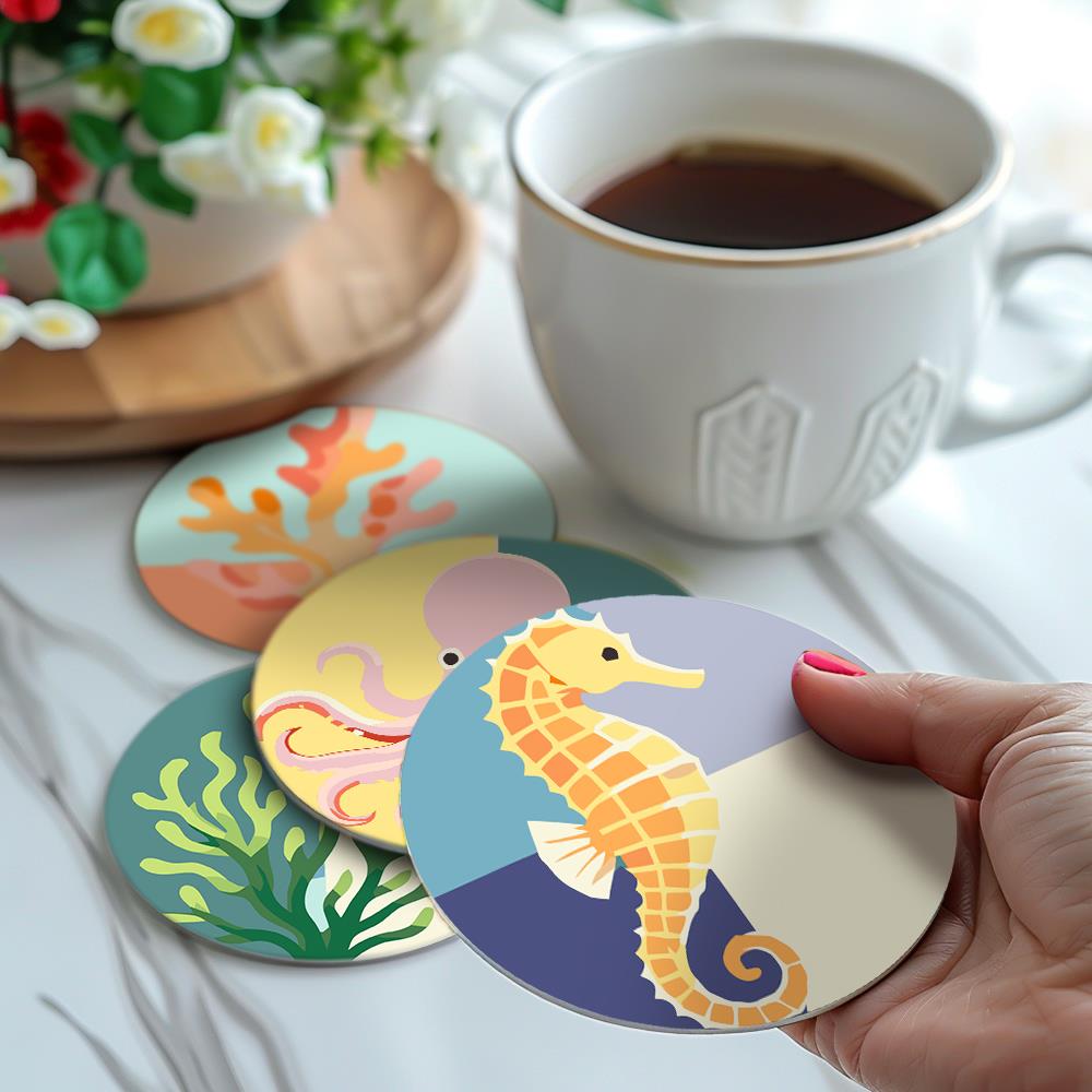 Seahorse and Octopus Sea Life paint by numbers coasters – image 16