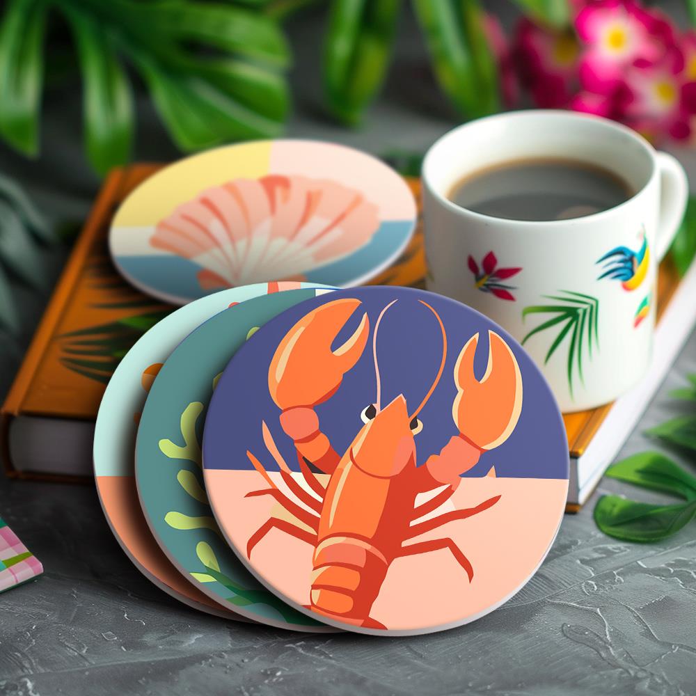 Seahorse and Octopus Sea Life paint by numbers coasters – image 18