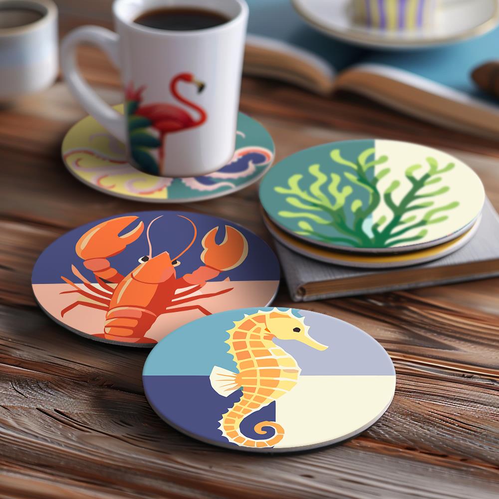 Seahorse and Octopus Sea Life paint by numbers coasters – image 19