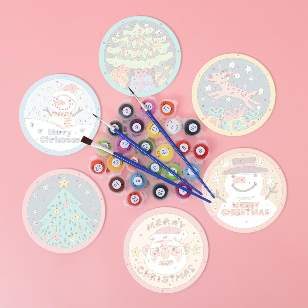 Santa and Snowman Greetings paint by numbers coasters – image 2