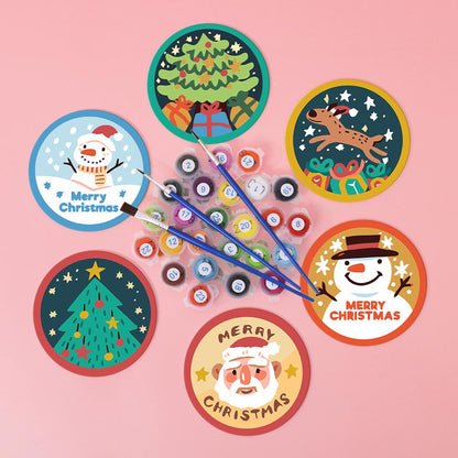 Santa and Snowman Greetings paint by numbers coasters – image 3