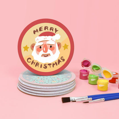 Santa and Snowman Greetings paint by numbers coasters – image 4
